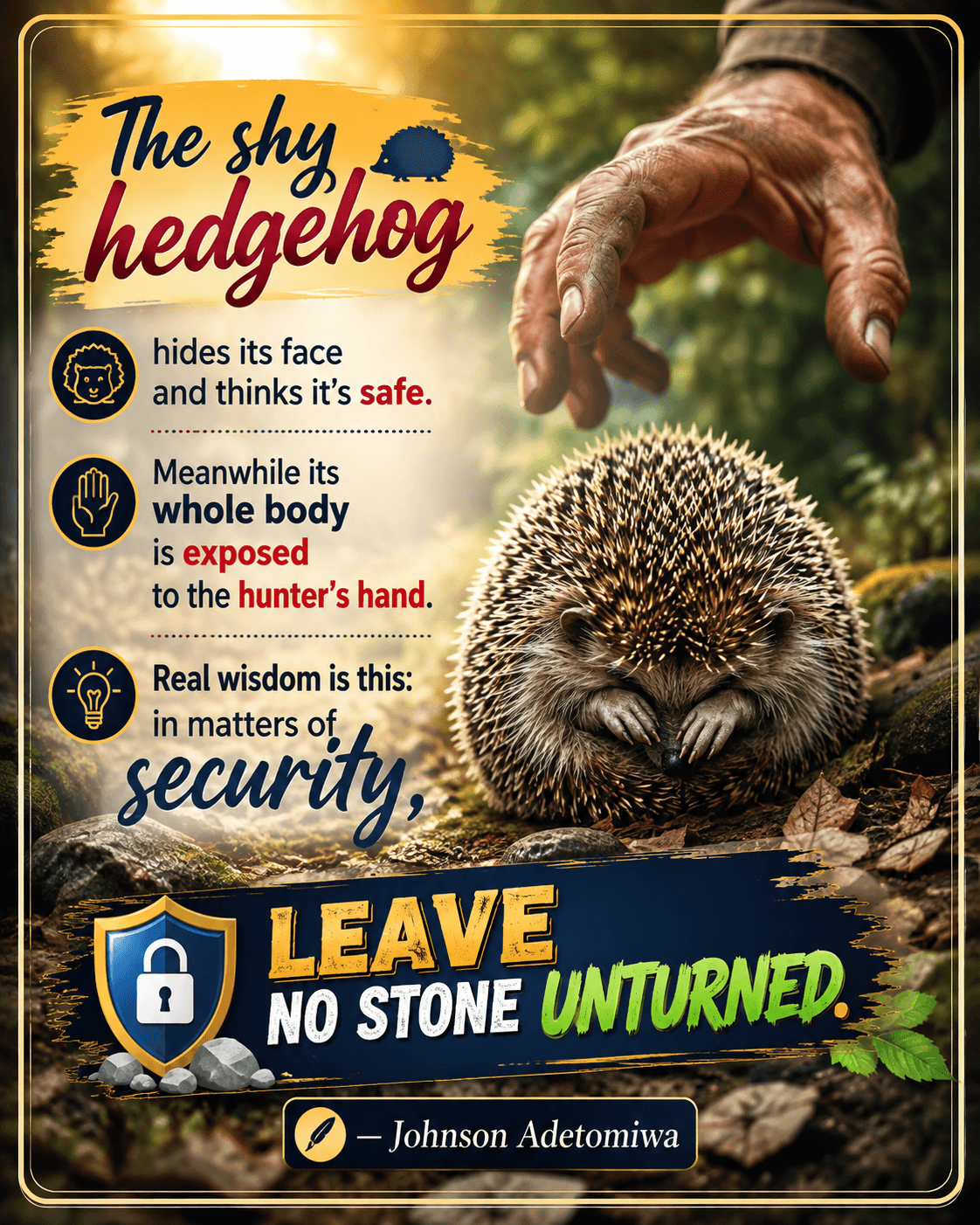 IN MATTER OF SECURITY, LEAVE NO STONE UNTURNED