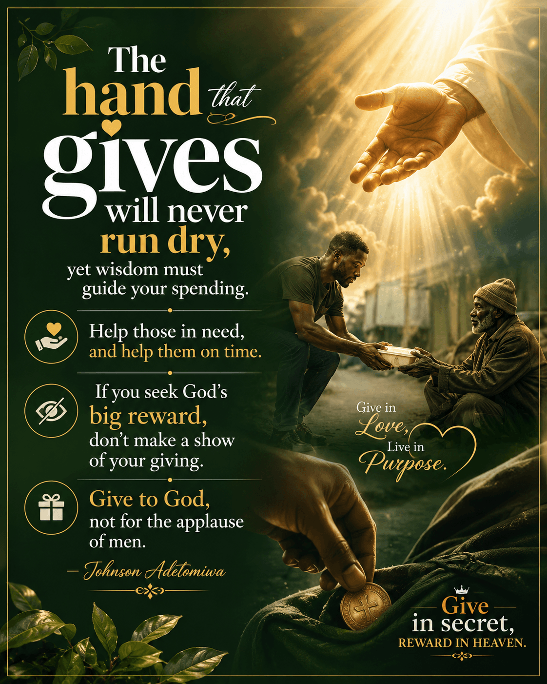 THE HAND THAT GIVES NEVER RUN DRY