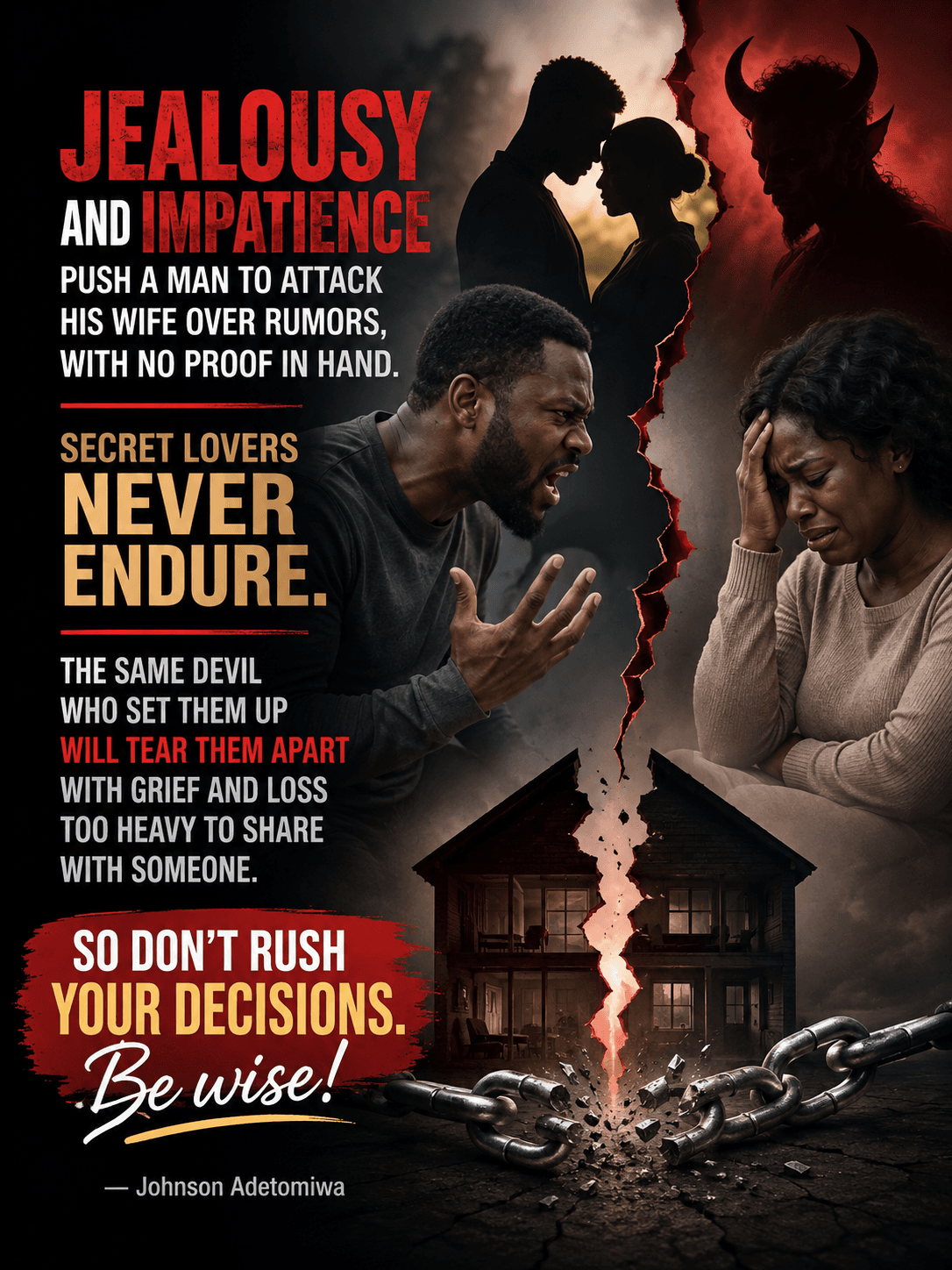 JEALOUSY AND IMPATIENCE PUSH A MAN TO ATTACK HIS WIFE OVER RUMOUR