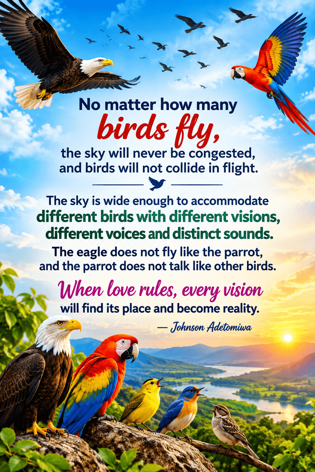 EAGLE DOES NOT FLY LIKE THE PARROT